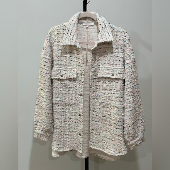 White pastel tweed jacket: size S fit up to L - Picture 4 of 15